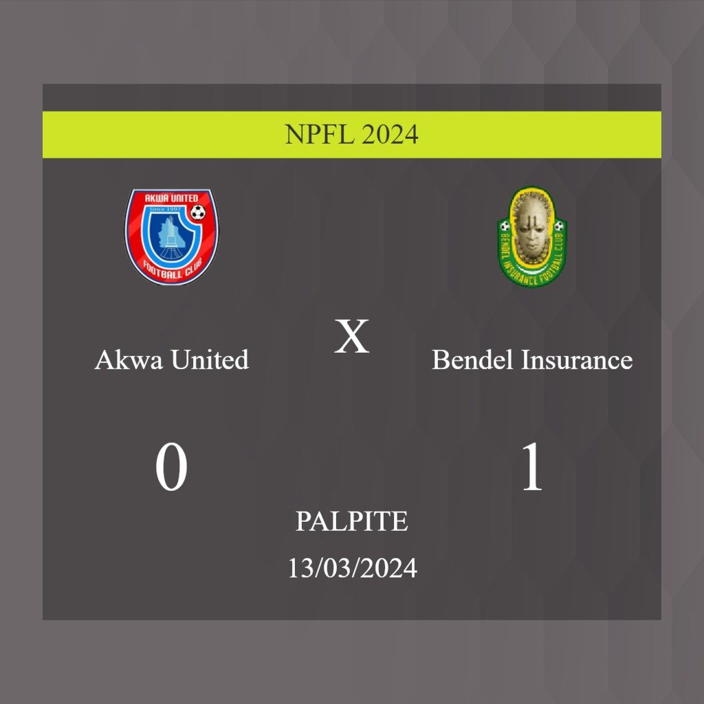 Akwa United x Bendel Insurance palpite: caso Bendel Insurance ganhe nesta quarta-feira 13/03/2024; saiba onde assistir - Jogos de hoje