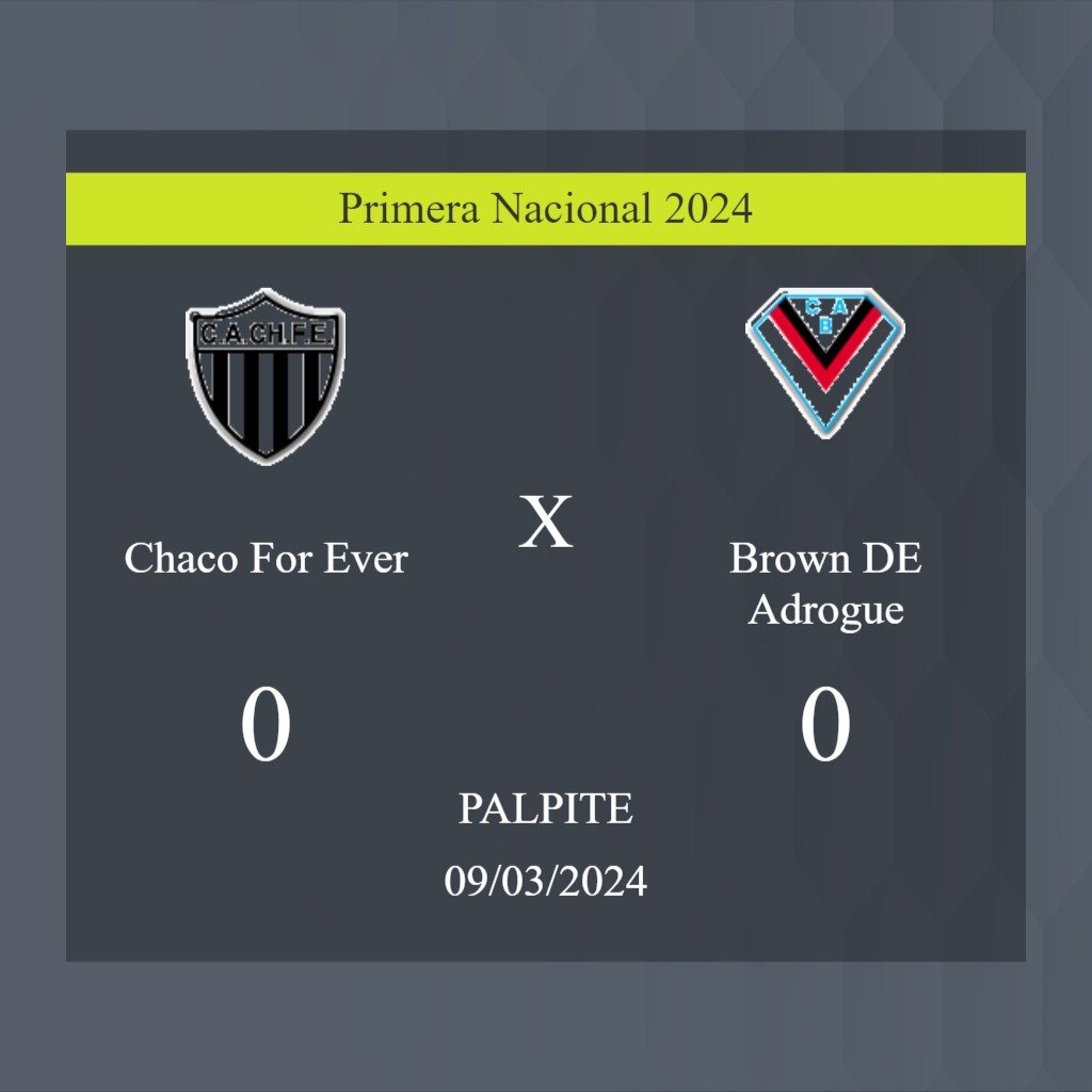 Chaco For Ever x Brown DE Adrogue palpite caso empate neste