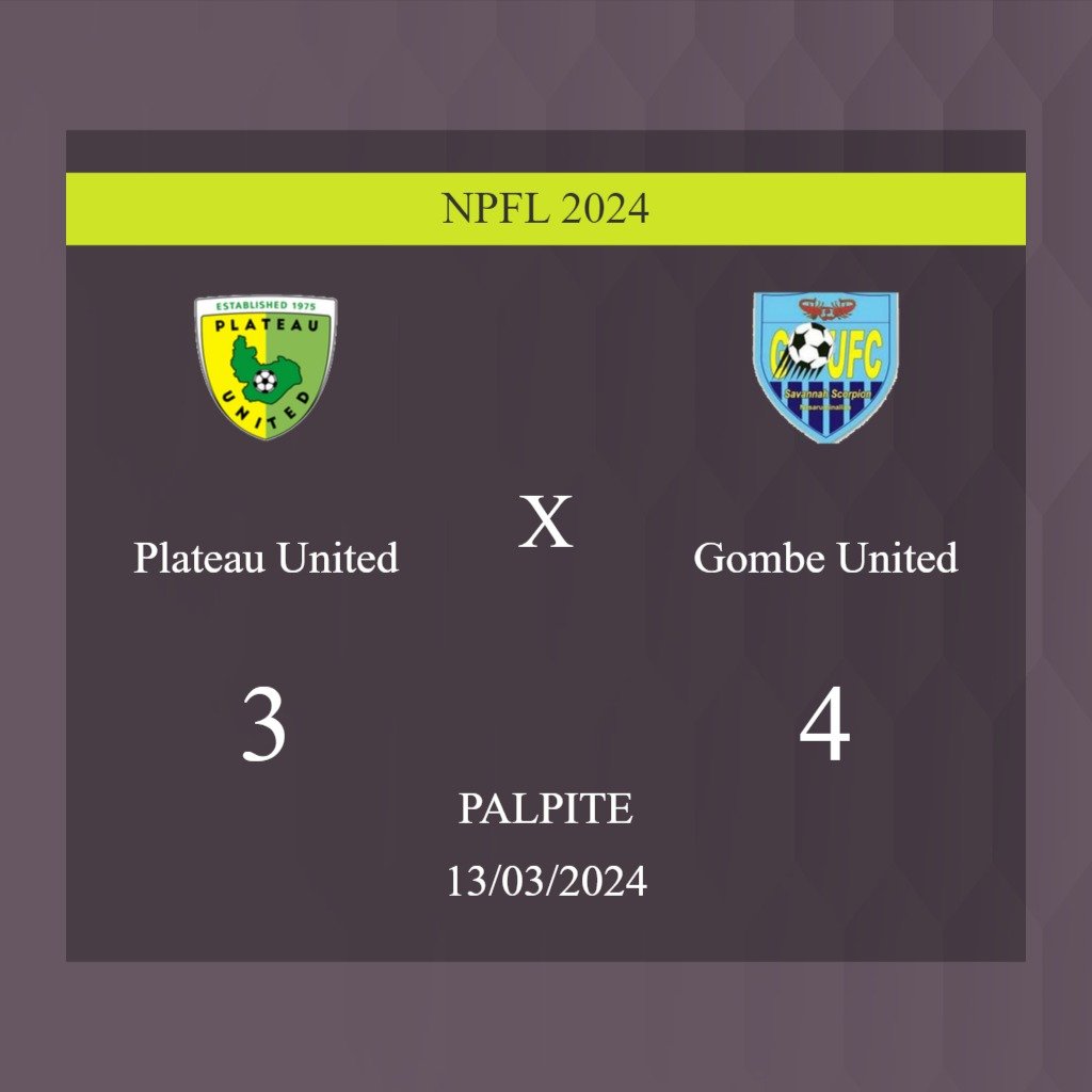 Plateau United x Gombe United palpite: caso Gombe United ganhe nesta quarta-feira 13/03/2024; saiba onde assistir - Jogos de hoje