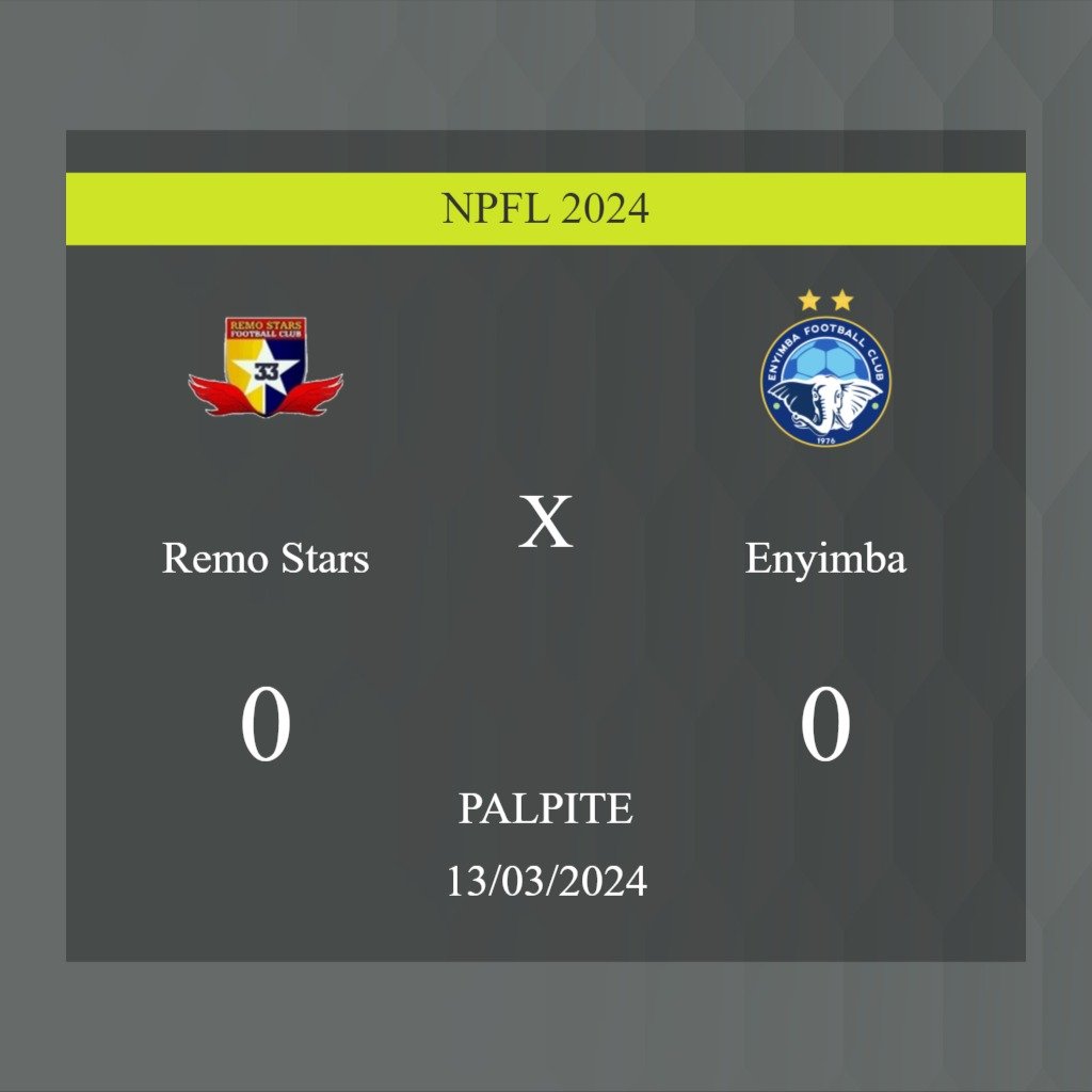 Remo Stars x Enyimba palpite: caso empate nesta quarta-feira 13/03/2024; saiba onde assistir - Jogos de hoje