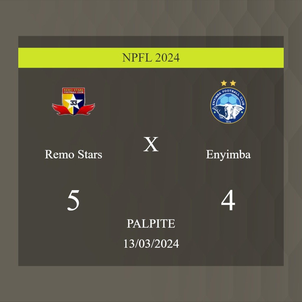 Remo Stars x Enyimba palpite: caso Remo Stars ganhe nesta quarta-feira 13/03/2024; saiba onde assistir - Jogos de hoje